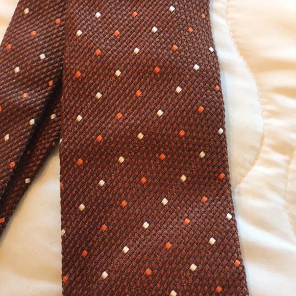 Berg & Berg Hand Made in Italy Men's Textured Silk Dot Print Neck Tie OS - Picture 6 of 12